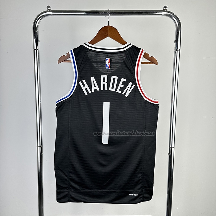 Camiseta Los Angeles Clippers James Harden NO 1 Ciudad 2020-21 Negro